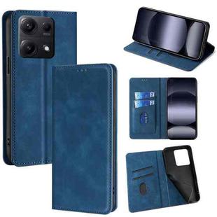 For Redmi Note 14S 4G Skin Feel Magnetic Leather Phone Case(Blue)