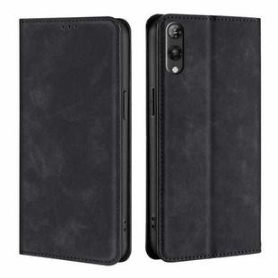 For Rakuten Hand 5G Skin Feel Magnetic Leather Phone Case(Black)