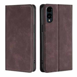 For Fujitsu Arrows We2 Skin Feel Magnetic Leather Phone Case(Dark Brown)