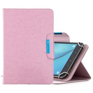 For 7 inch Tablets Universal Solid Color Horizontal Flip Leather Case with Card Slots & Holder & Wallet(Pink)
