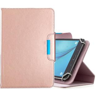 For 7 inch Tablets Universal Solid Color Horizontal Flip Leather Case with Card Slots & Holder & Wallet(Rose Gold)