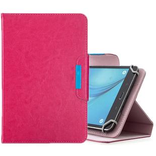 For 7 inch Tablets Universal Solid Color Horizontal Flip Leather Case with Card Slots & Holder & Wallet(Rose Red)