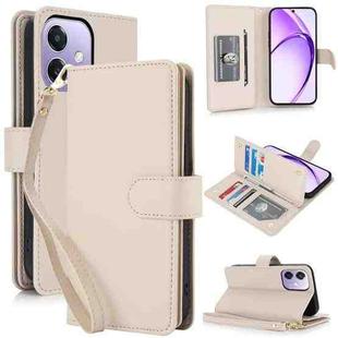 For OPPO A3 4G / 5G Global / A3X 4G / 5G India Multi-Card Wallet RFID Leather Phone Case(Apricot)