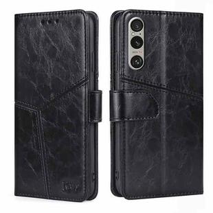 For Sony Xperia 1 VI Geometric Stitching Leather Phone Case(Black)