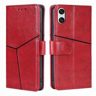 For Sony Xperia 10 VI Geometric Stitching Leather Phone Case(Red)