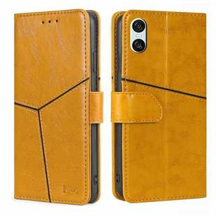 For Sony Xperia 10 VI Geometric Stitching Leather Phone Case(Yellow)