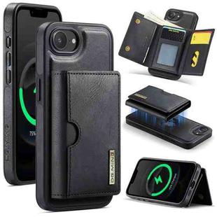 For iPhone 16e DG.MING M6 Series RFID Tri-fold Card Bag Removable Leather Phone Case(Black)