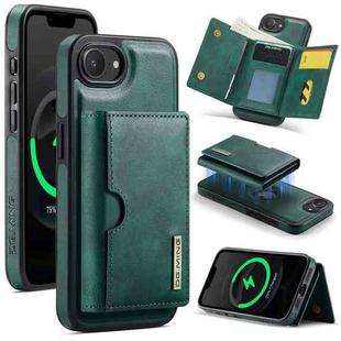 For iPhone 16e DG.MING M6 Series RFID Tri-fold Card Bag Removable Leather Phone Case(Green)
