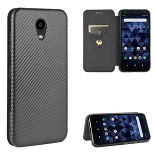 For Kyocera DIGNO BX Carbon Fiber Texture Horizontal Flip TPU + PC + PU Leather Case with Card Slot(Black)