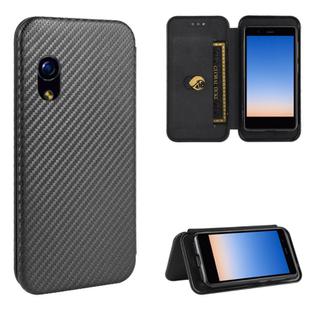 For Rakuten mini Carbon Fiber Texture Horizontal Flip TPU + PC + PU Leather Case with Card Slot(Black)