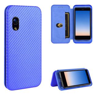 For Rakuten mini Carbon Fiber Texture Horizontal Flip TPU + PC + PU Leather Case with Card Slot(Blue)