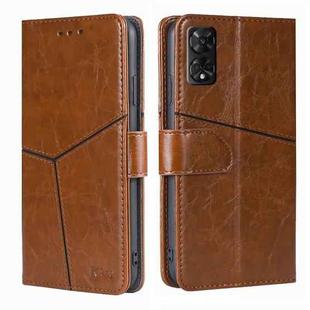 For TCL 50 5G Geometric Stitching Leather Phone Case(Light Brown)