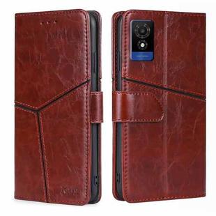 For TCL 501 4G Geometric Stitching Leather Phone Case(Dark Brown)