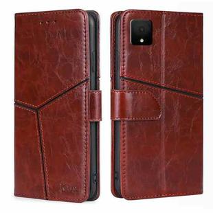 For TCL 502 Geometric Stitching Leather Phone Case(Dark Brown)