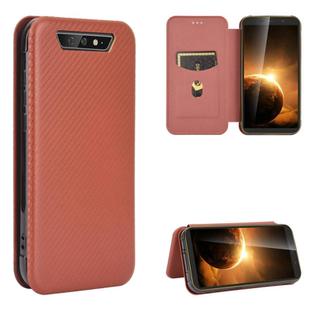 For Blackview BV5500 / BV5500 Pro / BV5500 Plus Carbon Fiber Texture Horizontal Flip TPU + PC + PU Leather Case with Card Slot(Brown)