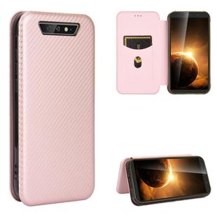 For Blackview BV5500 / BV5500 Pro / BV5500 Plus Carbon Fiber Texture Horizontal Flip TPU + PC + PU Leather Case with Card Slot(Pink)