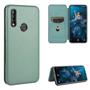 For Oukitel C17 / C17 Pro Carbon Fiber Texture Horizontal Flip TPU + PC + PU Leather Case with Card Slot(Green)