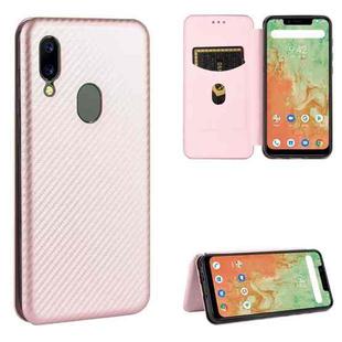 For UMIDIGI A3X Carbon Fiber Texture Horizontal Flip TPU + PC + PU Leather Case with Card Slot(Pink)