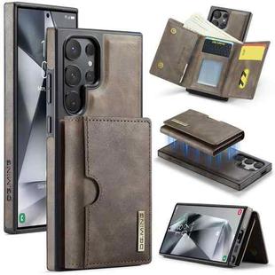 For Samsung Galaxy S24 Ultra 5G DG.MING M6 Series RFID Tri-fold Card Bag Removable Leather Phone Case(Coffee)