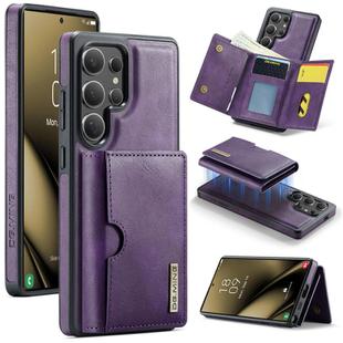 For Samsung Galaxy S25 Ultra 5G DG.MING M6 Series RFID Tri-fold Card Bag Removable Leather Phone Case(Purple)