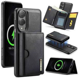 For Samsung Galaxy S25 Edge 5G DG.MING M6 Series RFID Tri-fold Card Bag Removable Leather Phone Case(Black)