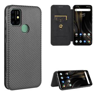 For UMIDIGI Power 3 Carbon Fiber Texture Horizontal Flip TPU + PC + PU Leather Case with Card Slot(Black)