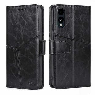 For Fujitsu Arrows We2 Geometric Stitching Leather Phone Case(Black)