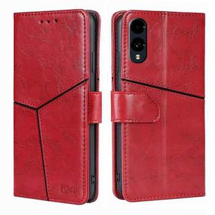 For Fujitsu Arrows We2 Geometric Stitching Leather Phone Case(Red)