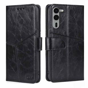 For Fujitsu Arrows We2 Plus Geometric Stitching Leather Phone Case(Black)