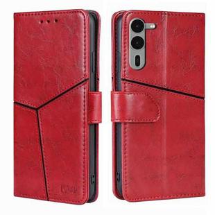 For Fujitsu Arrows We2 Plus Geometric Stitching Leather Phone Case(Red)