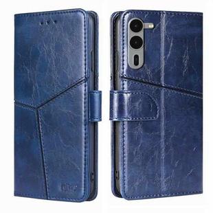 For Fujitsu Arrows We2 Plus Geometric Stitching Leather Phone Case(Blue)