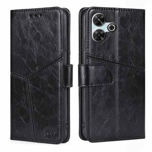 For Redmi 13 4G Geometric Stitching Leather Phone Case(Black)