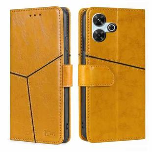 For Redmi 13 4G Geometric Stitching Leather Phone Case(Yellow)