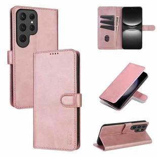 For Samsung Galaxy S25 Ultra 5G AZNS Skin Feel Calf Texture Flip Leather Phone Case(Rose Gold)