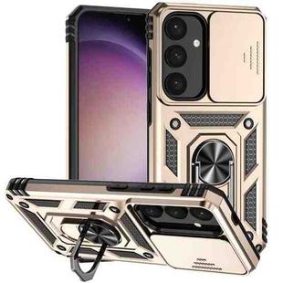 For Samsung Galaxy S25 5G Sliding Camshield Holder Phone Case(Gold)