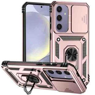For Samsung Galaxy S24 FE 5G Sliding Camshield Holder Phone Case(Rose Gold)
