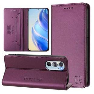 For Motorola Edge 30 Pro / Edge X30 RC01 Dual-Folded Magnetic Suction RFID Leather Phone Case(Violet)