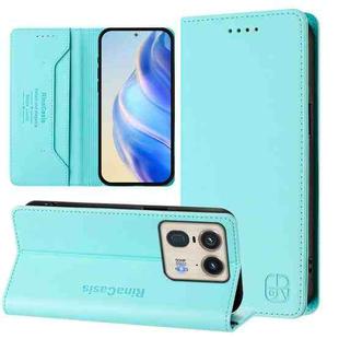 For Motorola Edge 50 Ultra / X50 Ultra RC01 Dual-Folded Magnetic Suction RFID Leather Phone Case(Mint Green)