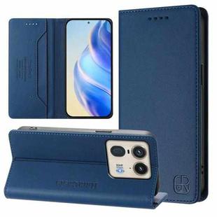 For Motorola Edge 50 Ultra / X50 Ultra RC01 Dual-Folded Magnetic Suction RFID Leather Phone Case(Dark Blue)