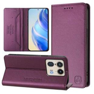 For Motorola Edge 50 Ultra / X50 Ultra RC01 Dual-Folded Magnetic Suction RFID Leather Phone Case(Violet)