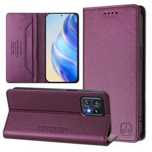 For Motorola Edge+ 2023 / Edge 40 Pro RC01 Dual-Folded Magnetic Suction RFID Leather Phone Case(Violet)