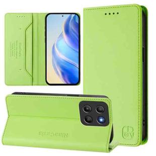 For Motorola Moto G15 RC01 Dual-Folded Magnetic Suction RFID Leather Phone Case(Grass Green)