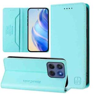 For Motorola Edge 5G 2025 / Edge 60 Fusion RC01 Dual-Folded Magnetic Suction RFID Leather Phone Case(Mint Green)