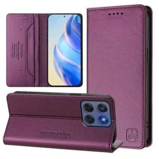 For Motorola Edge 5G 2025 / Edge 60 Fusion RC01 Dual-Folded Magnetic Suction RFID Leather Phone Case(Violet)