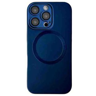 For iPhone 16 Pro Max Metallic Paint CD Texture MagSafe TPU Phone Case(Dark Blue)