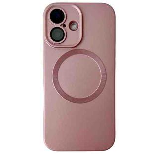 For iPhone 16 Plus Metallic Paint CD Texture MagSafe TPU Phone Case(Pink)