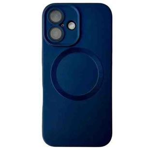 For iPhone 16 Plus Metallic Paint CD Texture MagSafe TPU Phone Case(Dark Blue)