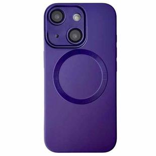 For iPhone 14 Plus Metallic Paint CD Texture MagSafe TPU Phone Case(Dark Purple)