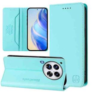 For Tecno Camon 30 Premier 5G RC01 Dual-Folded Magnetic Suction RFID Leather Phone Case(Mint Green)