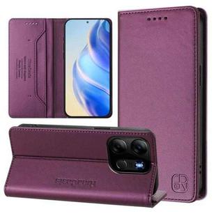 For Tecno Pop 7/ 7 Pro / Spark GO 2023 RC01 Dual-Folded Magnetic Suction RFID Leather Phone Case(Violet)